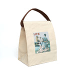 "LIFE" Less Single-Use Plastic Design # 185 Canvas Lunch Bag With Strap