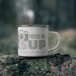 "FOCUS ON" Less Single-Use Plastic Design #41 by © Juliana2me Enamel Stainless Steel Mug