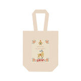 "KIND FOLK" Less Single-Use Plastic Design # 206 by © Juliana2me Double Wine Tote Bag