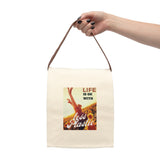 "LIFE" Less Single-Use Plastic Design # 179 Canvas Lunch Bag With Strap