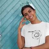 "STOP & THINK" Less Single Use Plastic Design #1 by Juliana2me Organic Short Sleeve T-Shirt