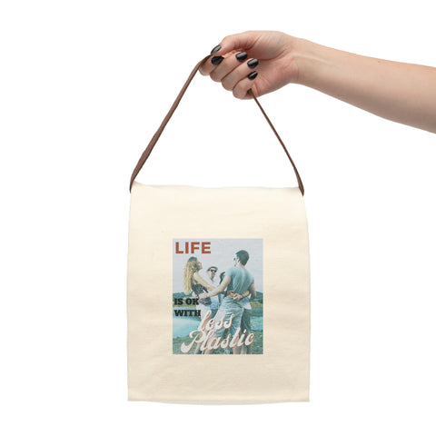 "LIFE" Less Single-Use Plastic Design # 185 Canvas Lunch Bag With Strap