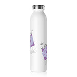 "PURPLE FLOWERS" Less Single-Use Plastic Design #42 by © Juliana2me Slim Water Bottle