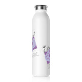 "PURPLE FLOWERS" Less Single-Use Plastic Design #42 by © Juliana2me Slim Water Bottle