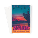 Surf Vibes "Neon Moonshine" Less Single-Use Plastic Design # 214 by © Juliana2me Greeting Card