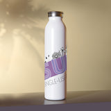 "PURPLE FLOWERS" Less Single-Use Plastic Design #42 by © Juliana2me Slim Water Bottle