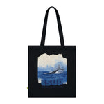 "WHALE" Less Single-Use Plastic Design # 188 by © Juliana2me Organic Cotton Tote Bag