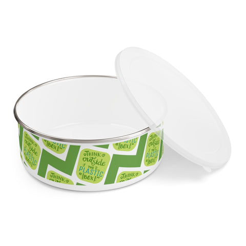 "THINK OUTSIDE THE BOX" Less Single-Use Plastic Design # 154 by © Juliana2me Enamel Bowl