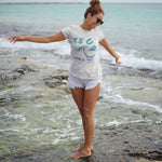 "CATCH THE WAVE" Less Single-Use Plastic Design #20 by © Juliana2me Unisex organic cotton t-shirt