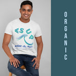 "CATCH THE WAVE" Less Single-Use Plastic Design #20 by © Juliana2me Unisex organic cotton t-shirt