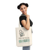 "BRING YOUR BAG" Less Single-Use Plastic Design #38 by © Juliana2me Organic Woven Tote Bag