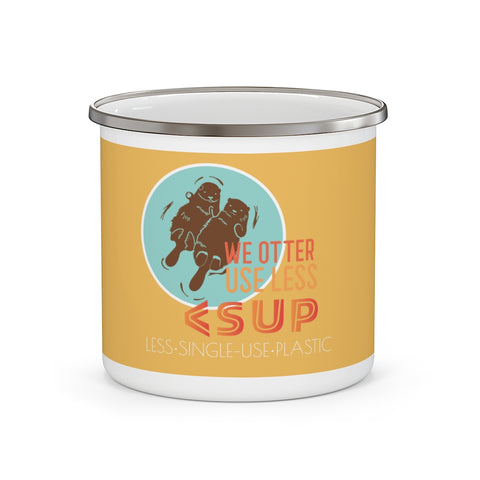 "OTTER" Less Single-Use Plastic Design #80 by © Juliana2me Enamel Camping Mug