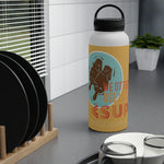 "OTTER" Less Single-Use Plastic Design #80 by © Juliana2me Stainless Steel Water Bottle, Handle Lid