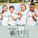 "BE KIND" Less Single-Use Plastic Design # 32 by © Juliana2me Organic cotton kids t-shirt