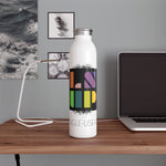 "ABSTRACT" Less Single-Use Plastic Design #64 by © Juliana2me Slim Water Bottle