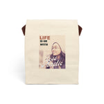 "LIFE" Less Single-Use Plastic Design # 181 Canvas Lunch Bag With Strap