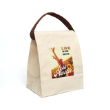 "LIFE" Less Single-Use Plastic Design # 179 Canvas Lunch Bag With Strap