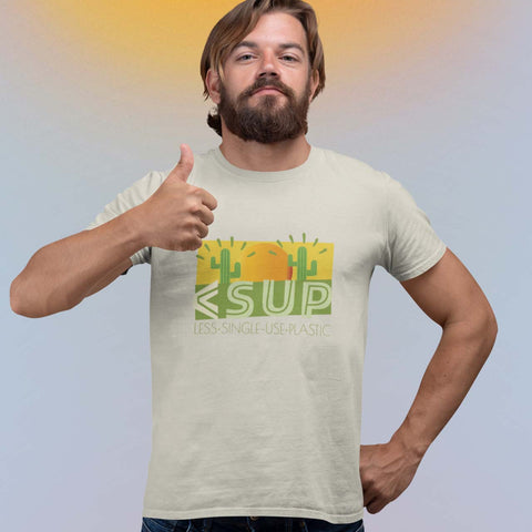 "DESERT SUNSET" Less Single-Use Plastic Design #49 by © Juliana2me Organic Unisex T-Shirt