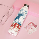 "THE WAVE" LESS SINGLE-USE PLASTIC DESIGN # 137 BY © JULIANA2ME Slim Water Bottle