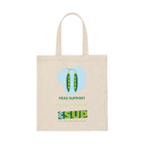 "PEAS SUPPORT" Less Single-Use Plastic Design #62 by © Juliana2me Canvas Tote Bag