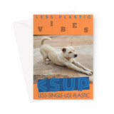 Yoga Vibes "Downward Dog" Less Single-use Plastic Design # 244 by Juliana2me Greeting Card