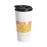 "SKIP THE STRAW"  Less Single-Use Plastic Less Single-Use Plastic Design # 11 Stainless Steel Travel Mug