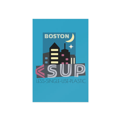 "BOSTON" Less Single-Use Plastic Design # 128 by © Juliana2me Fine Art Postcards