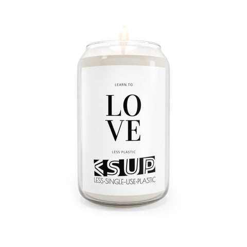 "LEARN TO LOVE" Less Single-Use Plastic Design # 155 by © Juliana2me Scented Soy Candle, 13.75oz