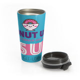 "DONUT USE" Less Single-Use Plastic Design #68 by © Juliana2me Stainless Steel Travel Mug