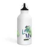 "LOVE MY WATER BOTTLE"  Less Single-Use Plastic Design #183 by © Juliana2me Oregon Sport Bottle