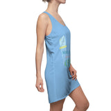 "JELLYFISH" Less Single-Use Plastic Design #78 by © Juliana2me Women's Cut & Sew Racerback Beach Coverup Dress