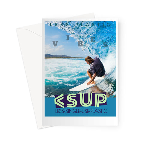 Surf Vibes "Liquid Memory" Less Single-Use Plastic Design # 218 by © Juliana2me Greeting Card