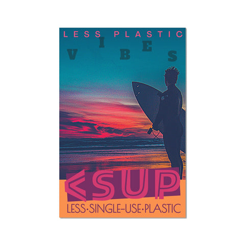 Surf Vibes "Neon Moonshine" Less Single-Use Plastic Design # 214 by © Juliana2me Rolled Eco Canvas