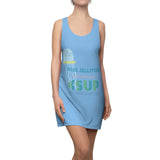 "JELLYFISH" Less Single-Use Plastic Design #78 by © Juliana2me Women's Cut & Sew Racerback Beach Coverup Dress