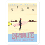 Surf Vibes "Pink Board" Less Single-Use Plastic Design # 219 by © Juliana2me Sticker