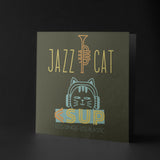 "JAZZ CAT" Less Single-Use Plastic Deisgn #89 by © Juliana2me Graphic Art Poster