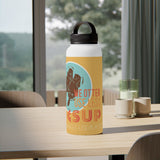 "OTTER" Less Single-Use Plastic Design #80 by © Juliana2me Stainless Steel Water Bottle, Handle Lid