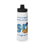 "SEE FOOD" Less Single-Use Plastic Design # 95 by © Juliana2me Stainless Steel Water Bottle