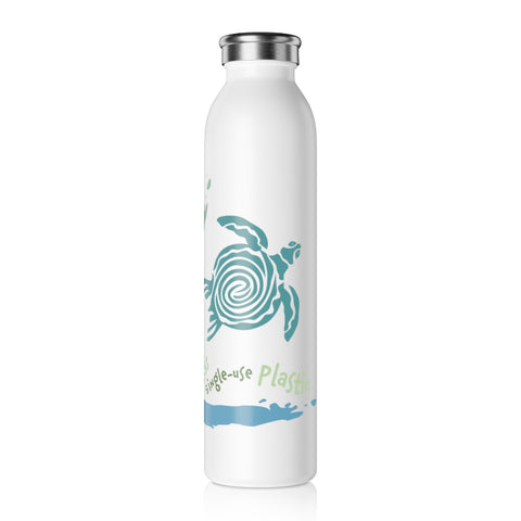 "SEA TURTLES" Less Single-Use Plastic Design @ 135 by © Juliana2me Slim Water Bottle