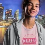 "LUV PATTERN PINK" Less Single-Use Plastic Design # 96 by© Juliana2me Women's Jazzer T-shirt