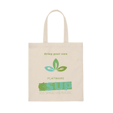 "FLATWARE" Less Single-Use Plastic Design #66 by © Juliana2me Canvas Tote Bag