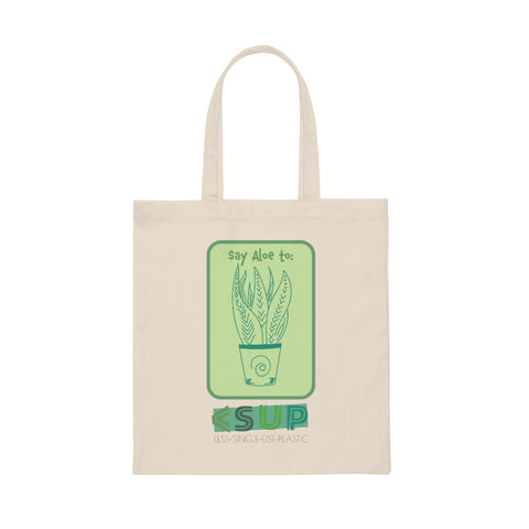 "ALOE" Less Single-Use Plastic Design #88 by © Juliana2me Canvas Tote Bag