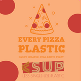 "PIZZA PLASTIC" Less Single-Use Plastic Design # 126 by © Juliana2me Canvas Lunch Bag