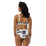 "BE YOURSELF" monochrome Less Single-Use Plastic Design # 172 Recycled high-waisted bikini