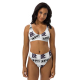 "BE YOURSELF" monochrome Less Single-Use Plastic Design # 172 Recycled high-waisted bikini