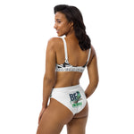 "BE YOURSELF" tropical bird Less Single-Use Plastic Design # 153 Recycled high-waisted bikini