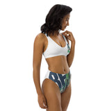 "BE YOURSELF" tropical bird Less Single-Use Plastic Design # 153 Recycled high-waisted bikini