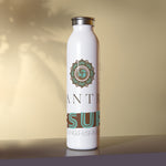 "MANTRA" Less Single-Use Plastic Dessign #77 by © Juliana2me Slim Water Bottle