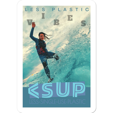 Surf Vibes " Crystal's Crescendo" Less Single-Use Plastic Design # 217 © by Juliana2me Sticker