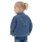 "MORE LOVE LESS PLASTIC" Less Single-Use Plastic Design # 107 by © Juliana2me Organic Baby/Toddler Denim Jacket